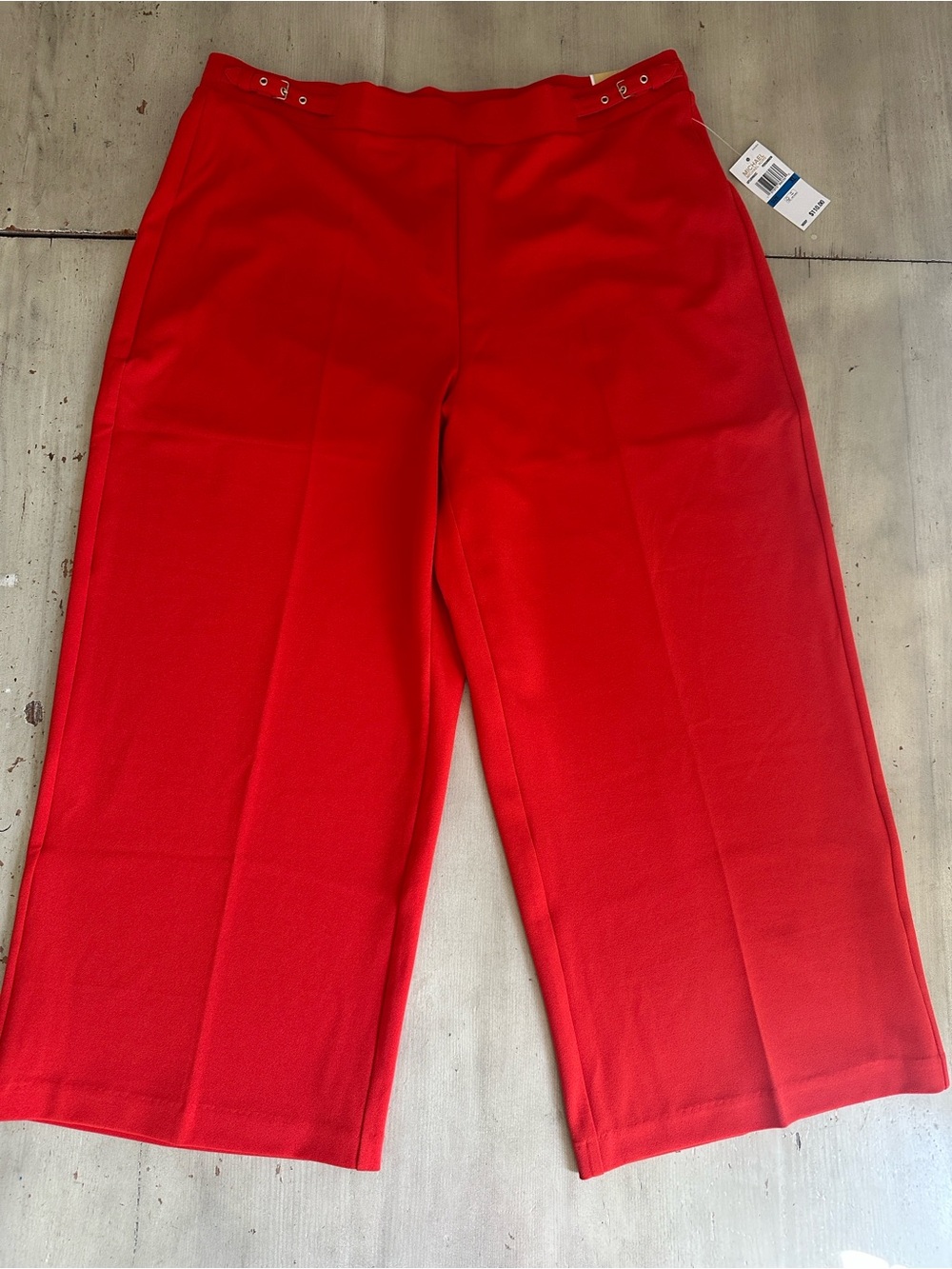 Michael Kors Persimmon Crop Wide Leg Pull-On High Rise Gold detail Pants